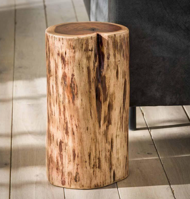 Mesa auxiliar/banca tronco de madera maciza